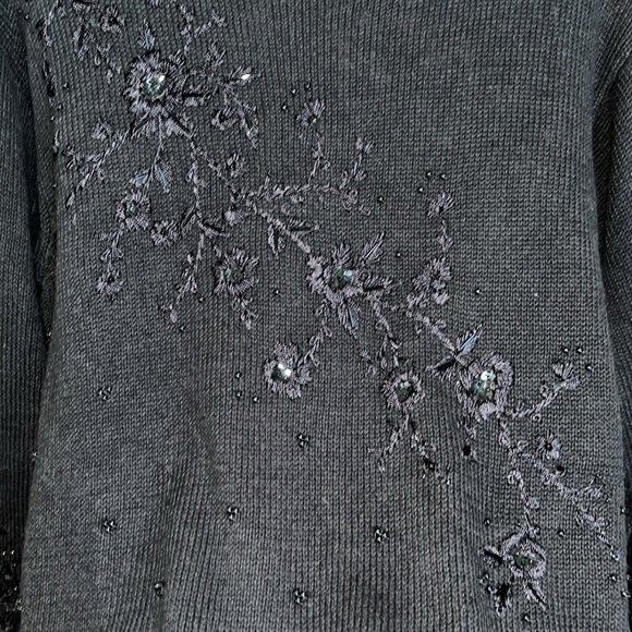 💙Tiara International XL Beautiful embroidered beaded crewneck tunic sweater - Picture 4 of 7